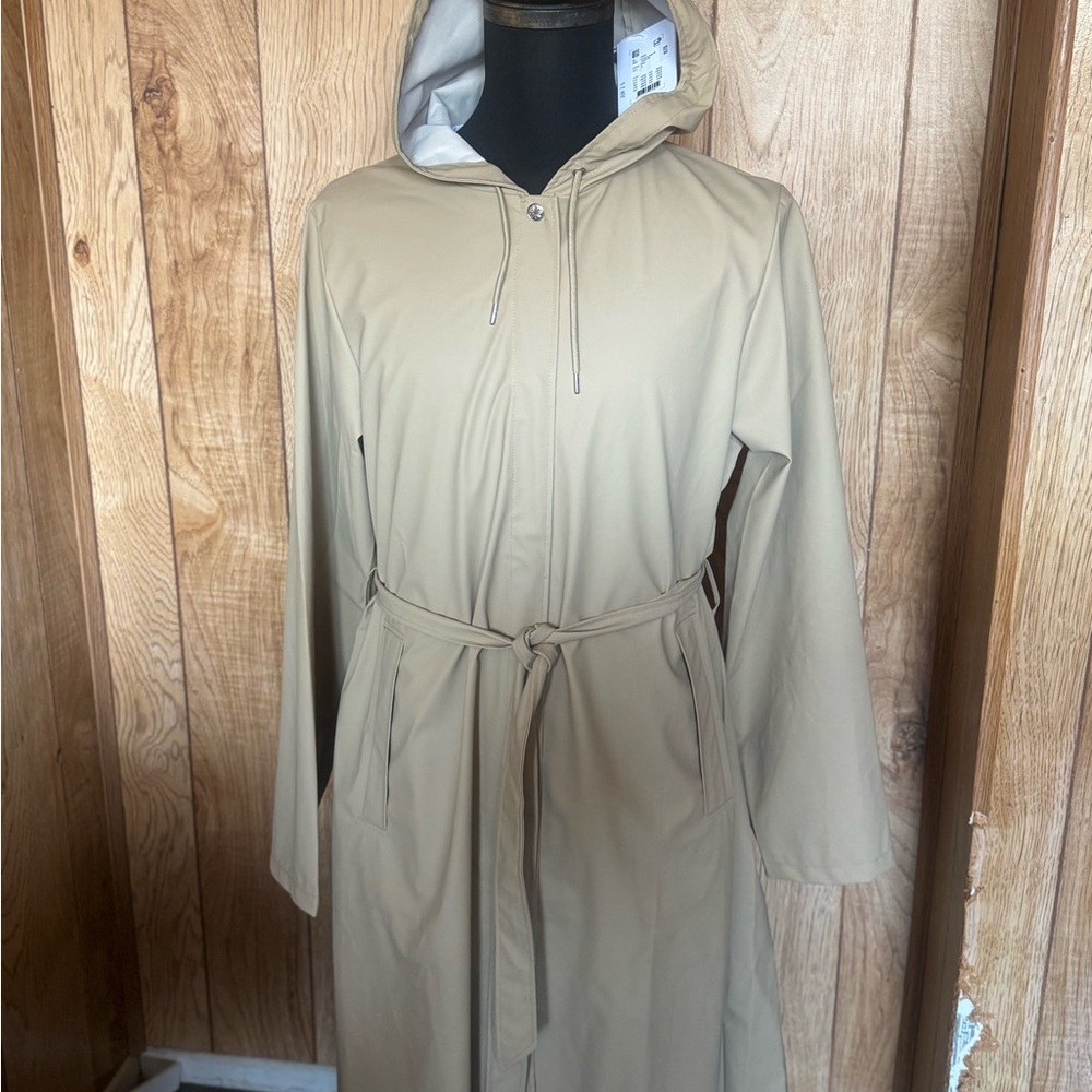 Tan Hooded Trench Coat